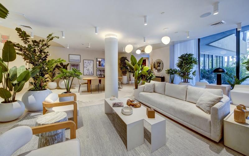 a large living room with a large window